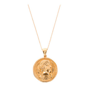 14K Gold Lucky Medallion Pendant Necklace