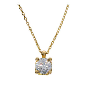 14K Gold Solitaire Pendant Necklace