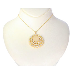 14K Gold Round Disc Pendant Necklace
