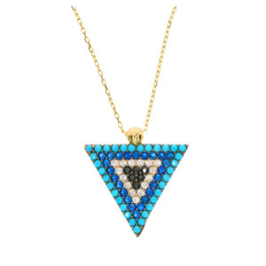 14K Gold Fancy Evil Eye Triangle Symbol Necklace