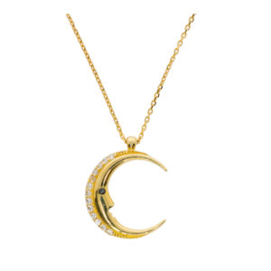 14K Gold Fancy Moon Symbol Necklace