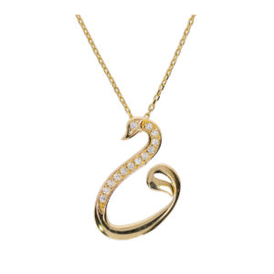 14K Gold Fancy Swan Symbol Necklace