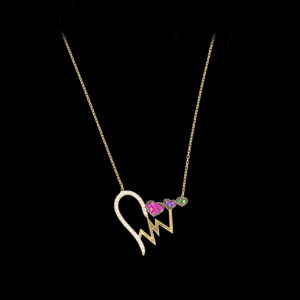 14K Gold Heartbeat Symbol Pendant Necklace