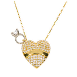 14K Gold Fancy Heart Pendant Necklace