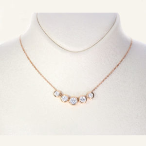 14K Gold Five-Stone Row Necklace