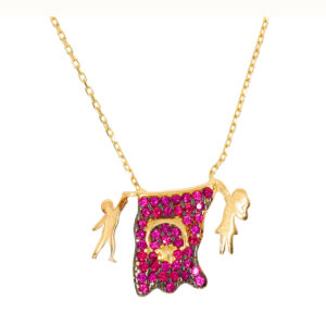 14K Gold Flag Symbol Pendant Necklace