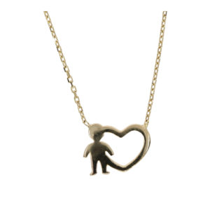 Classic 14K Gold Heart and Baby Symbol Necklace
