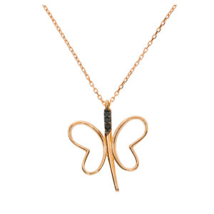 14K Gold Fancy Butterfly Pendant Necklace