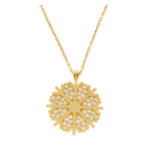 14K Gold Classic Snowflake Pendant Necklace