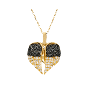 14K Gold Fancy Angel Heart Pendant Necklace