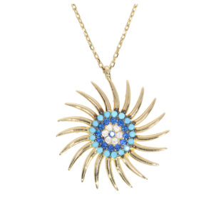 14K Gold Fancy Evil Eye Sun Symbol Necklace