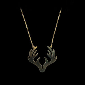 14K Gold Deer Symbol Pendant Necklace