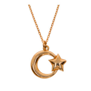14K Gold Classic Turkish Crescent Star Charm