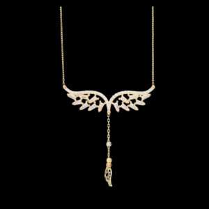 14K Gold Fancy Angel Symbol Necklace