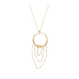 14K Gold Ball Bead Ring Symbol Pendant Necklace