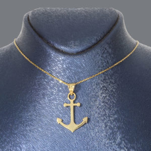 14K Gold Anchor Pendant Necklace