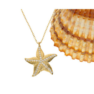 14K Gold Starfish Symbol Fancy Necklace