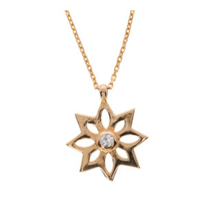 14K Gold Flower Symbol Pendant Necklace