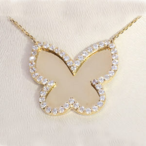14K Gold Fancy Butterfly Pendant Necklace