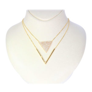 14K Gold Fancy Triangle Symbol Necklace