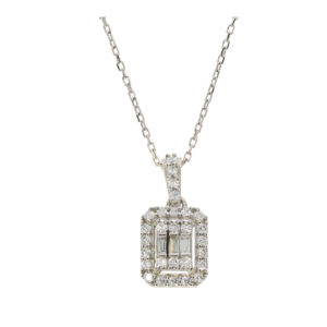 14K Gold Classic Baguette Stone Necklace