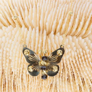 14K Gold Fancy Butterfly Pendant Necklace