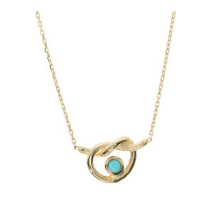 14K Gold Blue Stone Infinity Knot Necklace