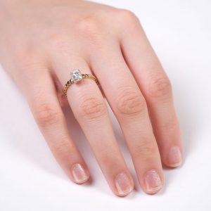 14K Gold Solitaire Baguette Ring