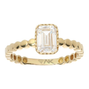 14K Gold Solitaire Baguette Ring