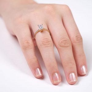 14K Gold Solitaire Baguette Ring
