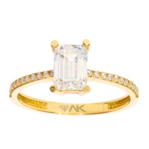 14K Gold Solitaire Baguette Ring