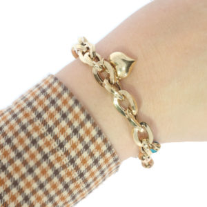 14K Gold Heart and Star Italian Charm Bracelet