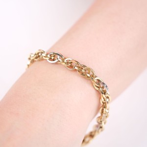 14K Interlocking Nameplate Evil Eye Bead Bracelet