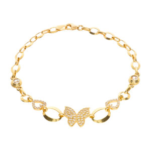 14K Gold Butterfly ID Bracelet