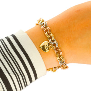 Cetaş 14K Italian Heart and Star-motif Bracelet