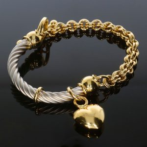 Cetaş 14K Italian Heart Bangle
