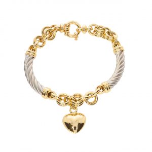 Cetaş 14K Twisted-band Heart-motif Bracelet
