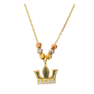 14K Gold King’s Crown Pendant Necklace