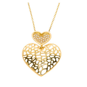 14K Gold Fancy Heart Pendant Necklace