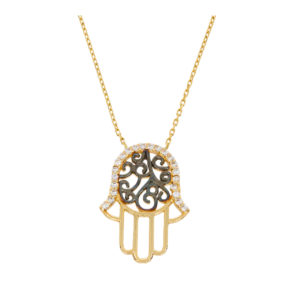 14K Gold Fancy Hand Symbol Necklace