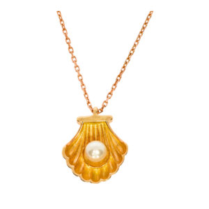14K Gold Oyster Pearl Pendant Necklace