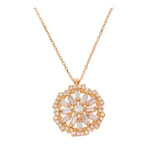14K Gold Fancy Snowflake Pendant Necklace