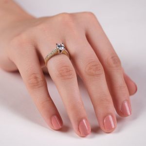 14K Gold Designer Solitaire Engagement Ring