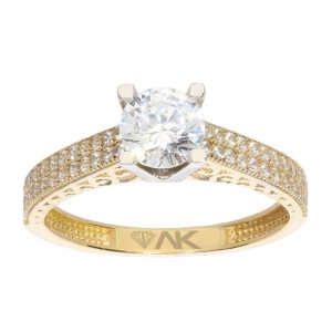 14K Gold Designer Solitaire Engagement Ring
