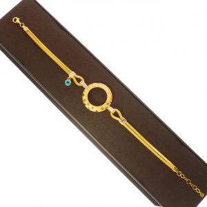 Quarter Gold Coin Italian Chain Engraved Bracelet 14K
