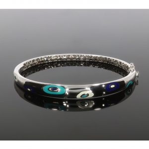 Cetaş 14K White Gold Bold Fortuna Cuff Bangle