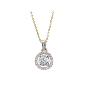 14 Karat Gold Cluster/Halo Diamond Necklace