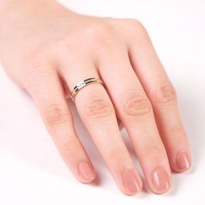 3mm Klasik Flat Yeşil Bayan Taşlı Altın Alyans