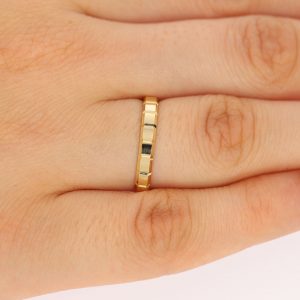 3mm Klasik Yanı Pahlı Yeşil Altın Alyans