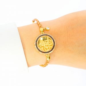 Tuğra Framed Rubber Gold Bracelet